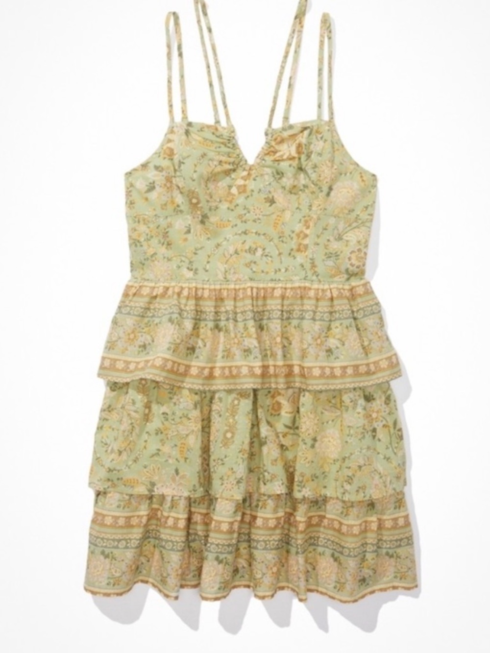 ❣️SOLD❣️ AMERICAN EAGLE OUTFITTERS TIERED HALTER 100% COTTON DOUBLE STRAP DRESS - Picture 2 of 10